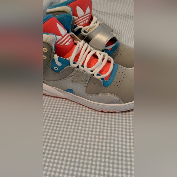 ADIDAS OG high top sneakers silver, grey orange, blue, white-Velcro straps - Picture 6 of 10